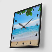 Serene Tropical Beach Sun Sand and Sea Quadratische Wanduhr (Winkel)
