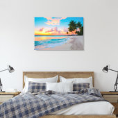Serene Tropical Beach Sunset Wrapped Canvas Leinwanddruck (Insitu (Schlafzimmer))