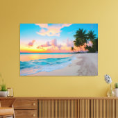 Serene Tropical Beach Sunset Wrapped Canvas Leinwanddruck (Insitu (Wohnzimmer))