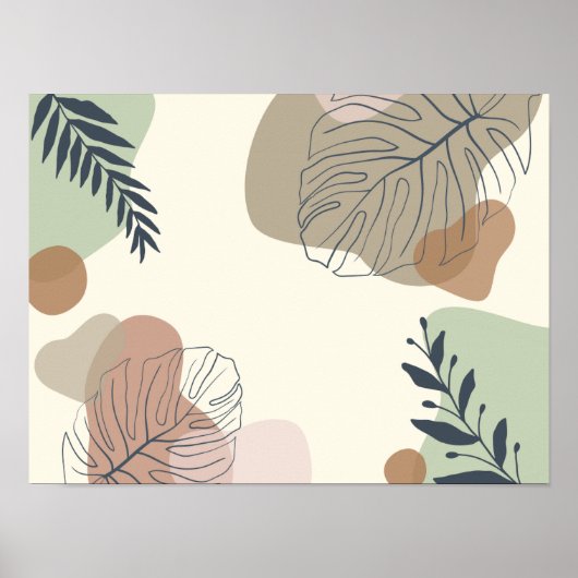 Serene Tropical Leaf Abstrakte Kunst Poster (Vorne)