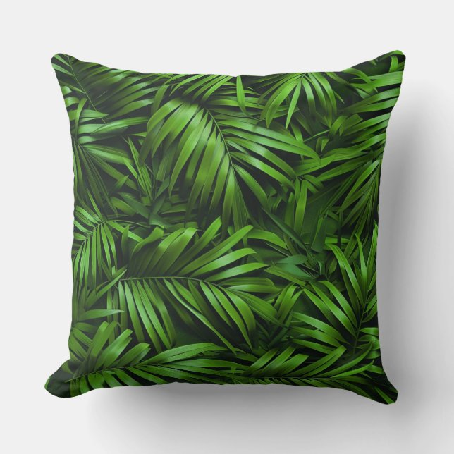 Serene Tropical Leaf Hintergrund Kissen (Vorderseite)