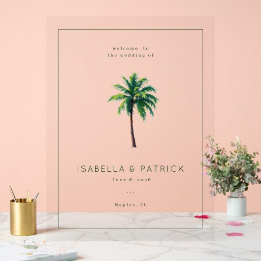 Serene Tropical Palm Tree Acrylschild (Hochzeit)