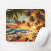 Serene Tropical Sunset Beach Malerei Mousepad (Mit Mouse)