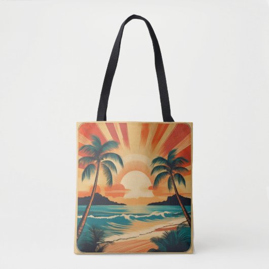 Serene Tropical Sunset mit Palmen Tasche (Vorderseite)