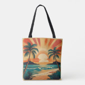 Serene Tropical Sunset mit Palmen Tasche (Rückseite)