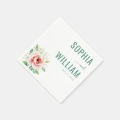 Serene Türkis Florale Rose Serviette (Ecke)