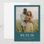 Serene Türkis Romantische Foto Save The Date (Vorne/Hinten)