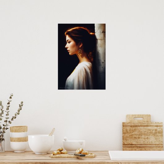 Serene und Atemberaubend: Eine Lady-Blick nach lin Poster (Küche)