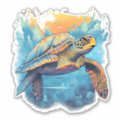 Serene Underwater Turtle Copy Aufkleber (Vorderseite)