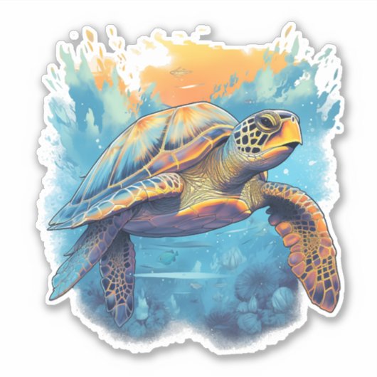 Serene Underwater Turtle Copy Aufkleber (Vorderseite)