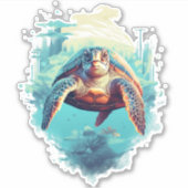 Serene Underwater Turtle Copy Copy Aufkleber (Vorderseite)