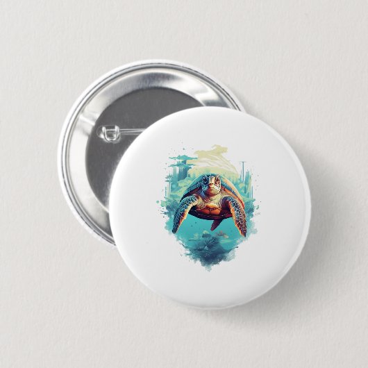 Serene Underwater Turtle Copy Copy Button (Vorne & Hinten)