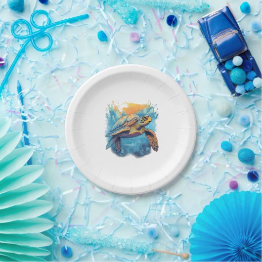 Serene Underwater Turtle Copy Pappteller (Party)