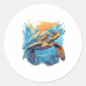 Serene Underwater Turtle Copy Runder Aufkleber (Vorderseite)