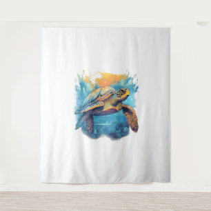 Serene Underwater Turtle Wandteppich