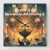 Serene Voyage: Bootsfahrt auf Wasser Quadratische Wanduhr (Vorderseite)