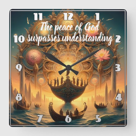 Serene Voyage: Bootsfahrt auf Wasser Quadratische Wanduhr (Vorderseite)