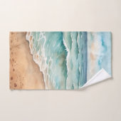 Serene Watercolor Beach Waves - Ocean Vibes Badhandtuch Set (Handtuch)