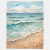 Serene Watercolor Beach Waves - Ocean Vibes Fleecedecke (Vorderseite)