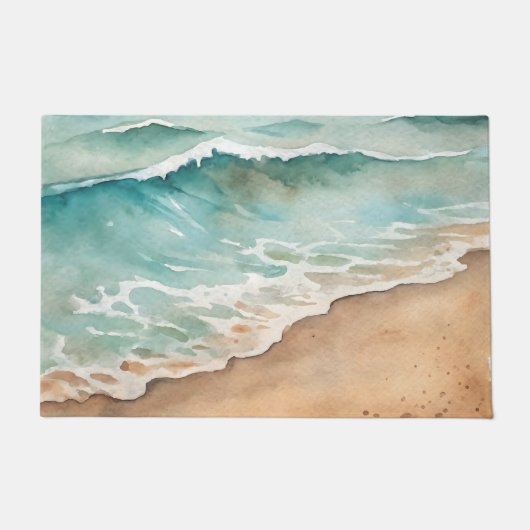 Serene Watercolor Beach Waves - Ocean Vibes Fußmatte (Vorderseite)