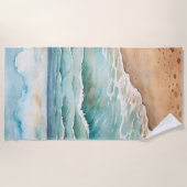 Serene Watercolor Beach Waves - Ocean Vibes Strandtuch (Vorderseite)