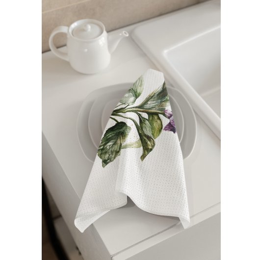 Serene Watercolor Comfrey Geschirrtuch