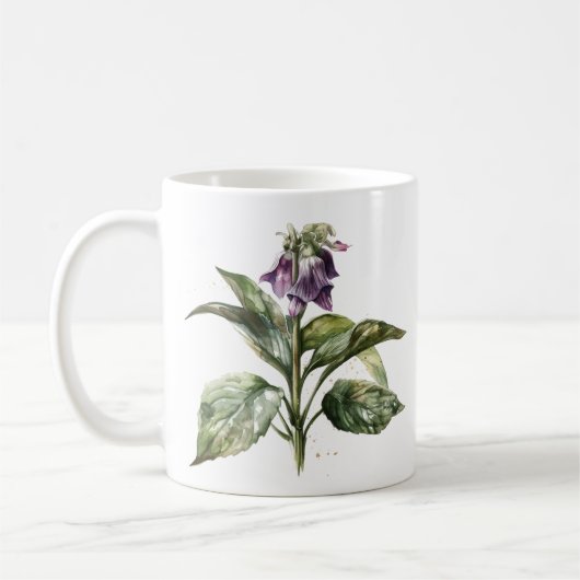 Serene Watercolor Comfrey Kaffeetasse (Links)