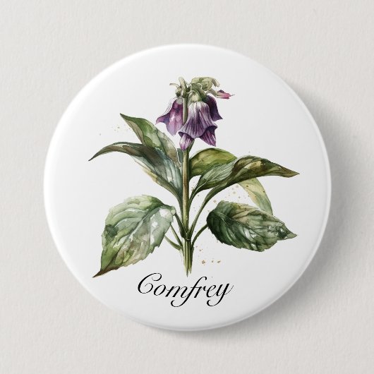Serene Watercolor Comfrey, kundenspezifisch Button (Vorderseite)