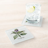 Serene Watercolor Comfrey, kundenspezifisch Glasuntersetzer (Schrägansicht)