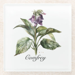 Serene Watercolor Comfrey, kundenspezifisch Glasuntersetzer