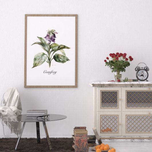 Serene Watercolor Comfrey, kundenspezifisch Poster