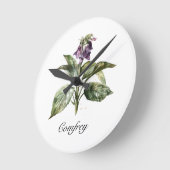 Serene Watercolor Comfrey, kundenspezifisch Runde Wanduhr (Winkel)