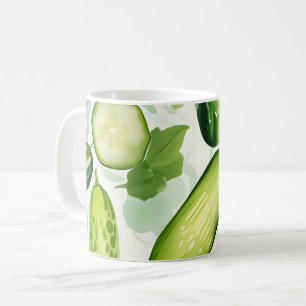 Serene Watercolor Cucumber-Muster mit Flower Kaffeetasse