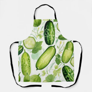 Serene Watercolor Cucumber-Muster mit Flower Schürze