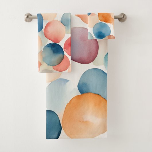 Serene Watercolor Dots Badhandtuch Set (Insitu)
