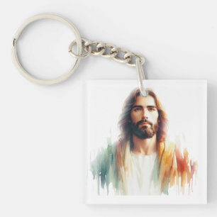 Serene Watercolor Jesus Christus Portrait - Spirit Schlüsselanhänger