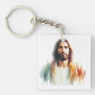 Serene Watercolor Jesus Christus Portrait - Spirit Schlüsselanhänger