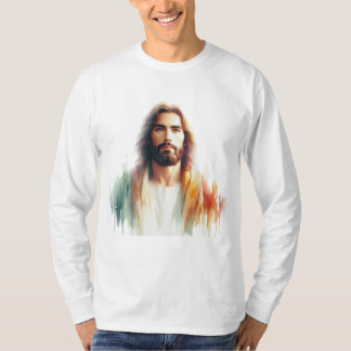 Serene Watercolor Jesus Christus Portrait - Spirit T-Shirt