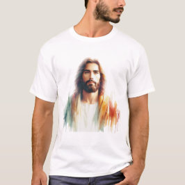 Serene Watercolor Jesus Christus Portrait - Spirit T-Shirt
