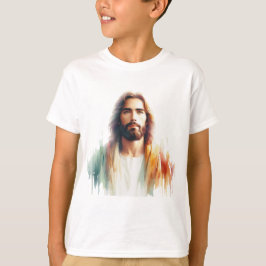 Serene Watercolor Jesus Christus Portrait - Spirit T-Shirt