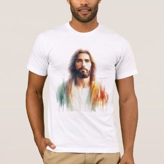 Serene Watercolor Jesus Christus Portrait - Spirit T-Shirt