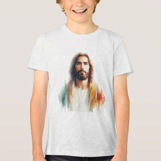 Serene Watercolor Jesus Christus Portrait - Spirit Tri-Blend Shirt