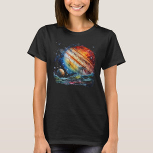 Serene Watercolor Jupiter and Moons Artistic T-Shi T-Shirt