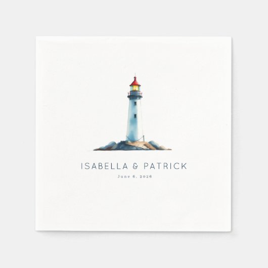 Serene Watercolor Lighthouse Illustration Serviette (Vorderseite)