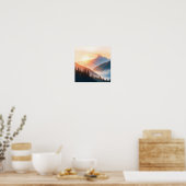 Serene Watercolor Mountain Landscape Wall Art Poster (Küche)