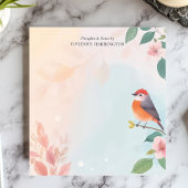 Serene Watercolor Robin Bird Floral Personalisiert Notizblock