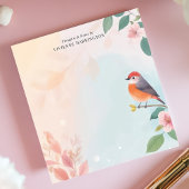 Serene Watercolor Robin Bird Floral Personalisiert Notizblock