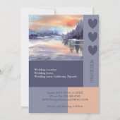 Serene Watercolor Sunset Lake Modern Grid Wedding Einladung (Rückseite)
