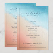 Serene Watercolor Wedding Ceremony Programm (Vorne/Hinten)