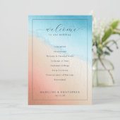 Serene Watercolor Wedding Ceremony Programm (Stehend Vorderseite)